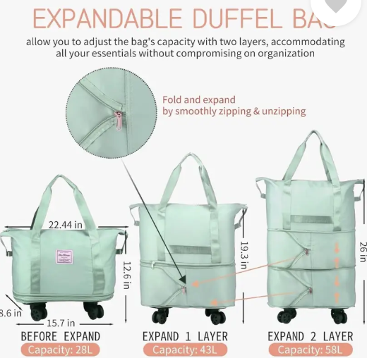 Duffel Bag - Rolling Duffle Bag with Wheels