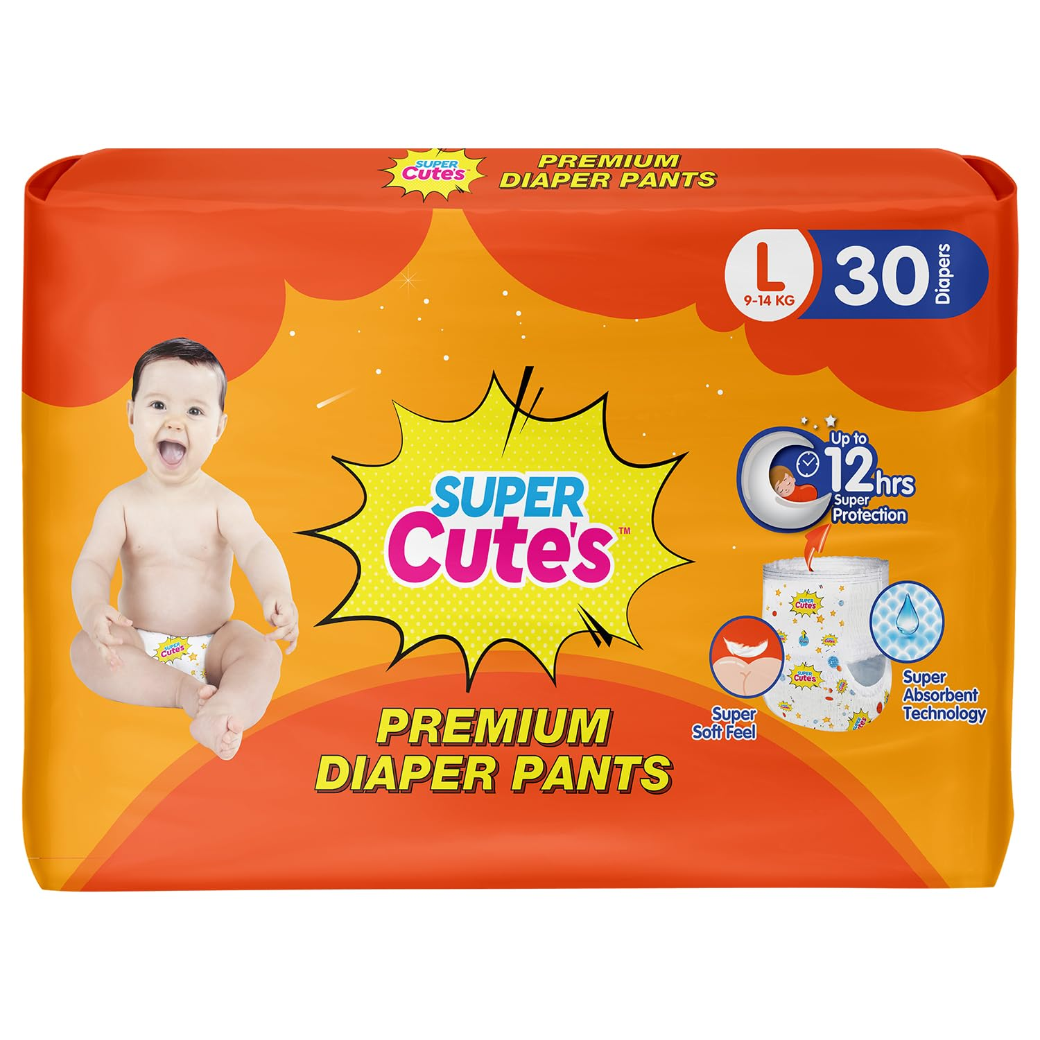 SUPER CUTES PREMIUM DIAPER PANTES L. SIZE 30 DIAPERS