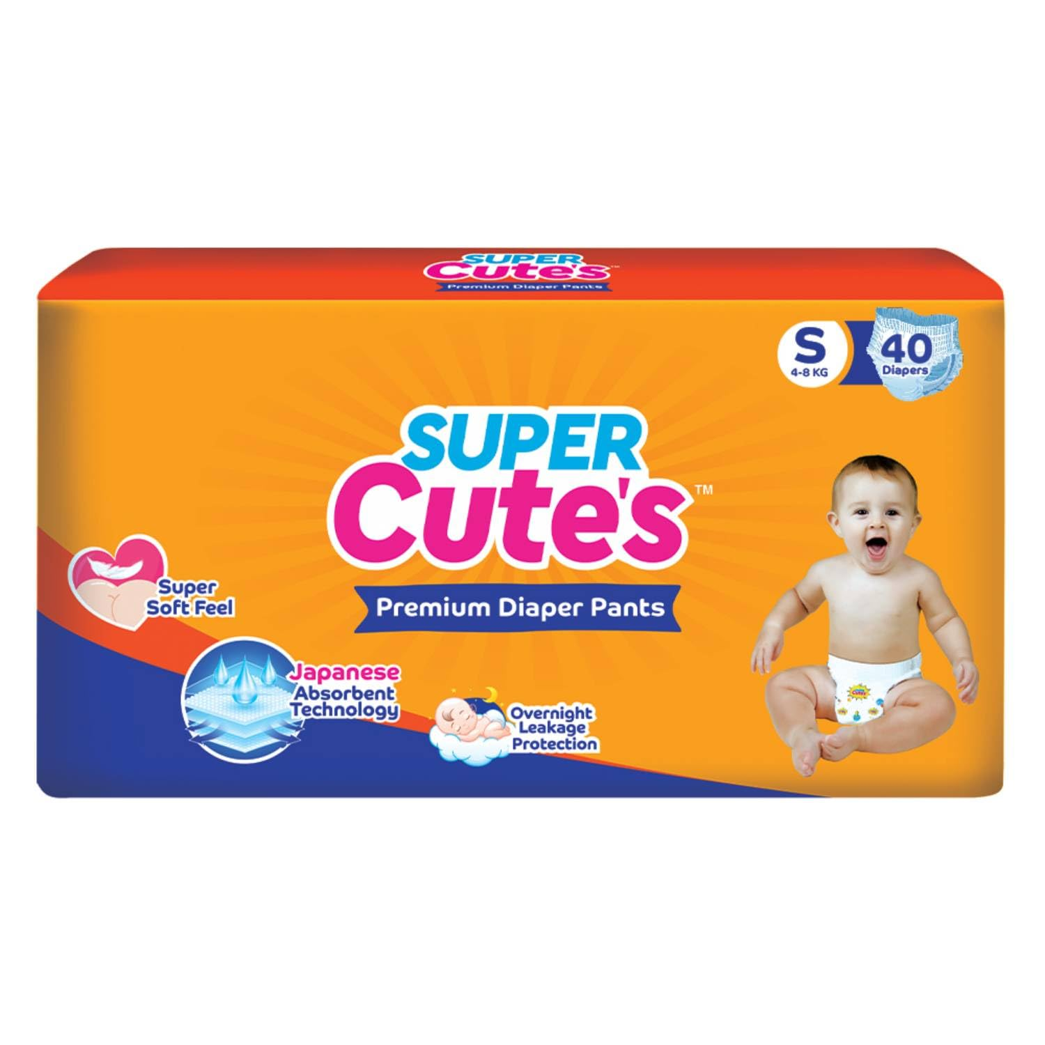 SUPER CUTES PREMIUM DIAPER PANTES S.SIZE 40 DIAPERS