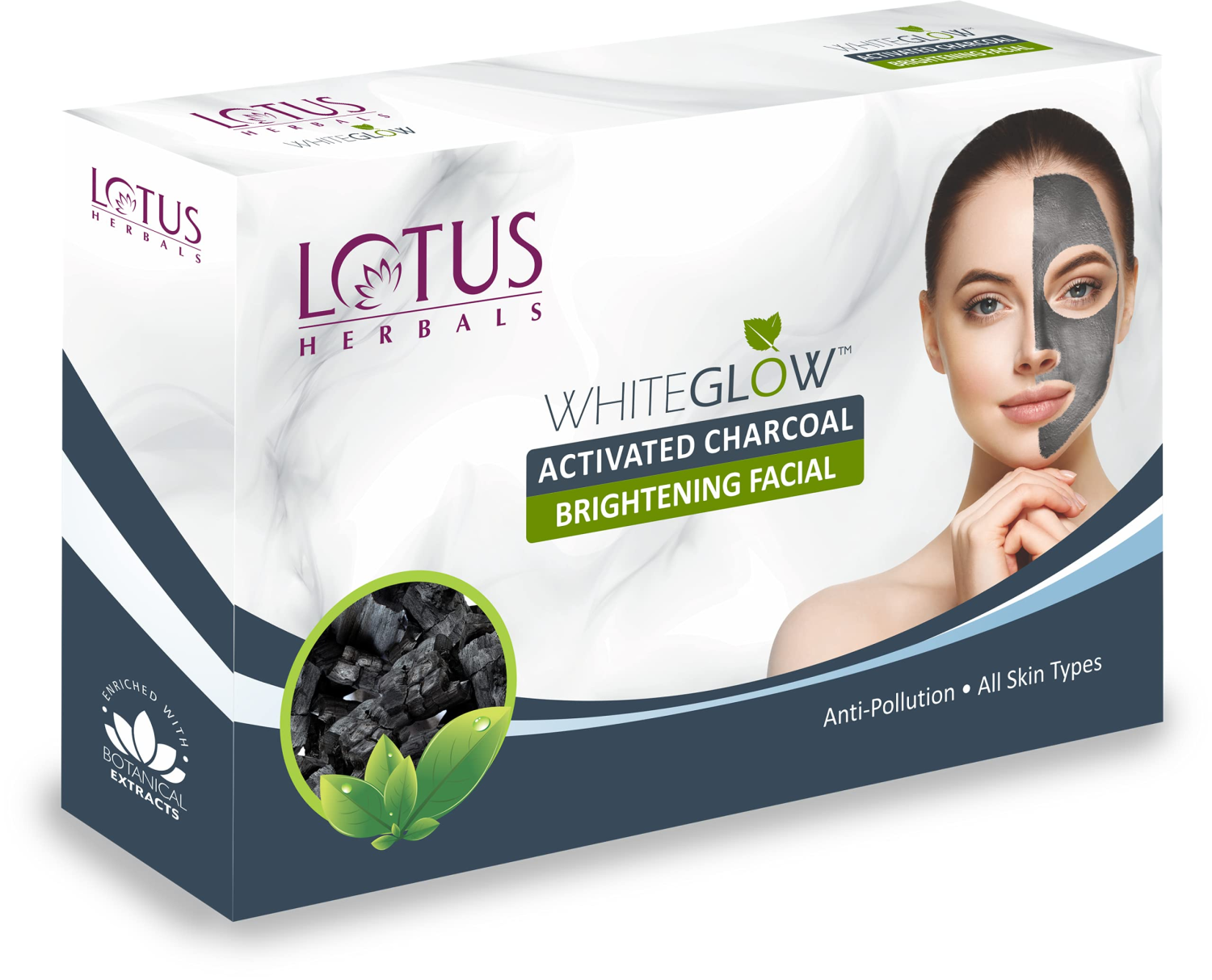 LOTUS HERBALS WHITE GLOW ACTIVATED CHARCOL BRIGHTENING FACIAL